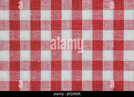 background of red and white checkered tablecloth fabric Stock Photo