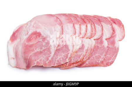 Slices of bacon isolated on white background Stock Photo