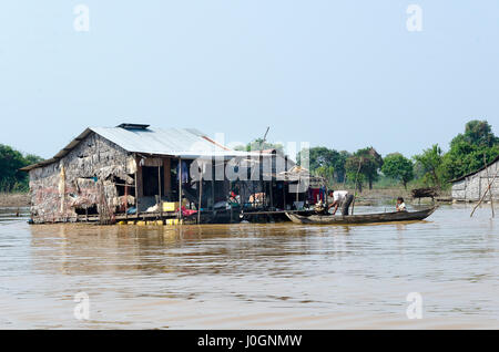 Kampong Phluk, Floating Village on Tonle Sap Lake, Siem Reap, Cambodia Stock Photo