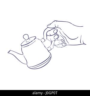 keep teapot in hand Stock Vector