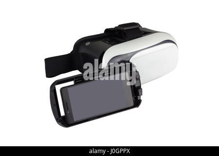 VR Glasses and smartphone with clipping path for screen isolated on white background Stock Photo