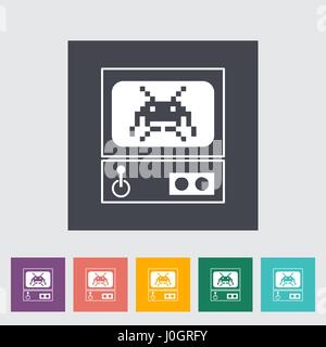 Retro Arcade Machine. Single flat icon on the button. Vector illustration. Stock Vector