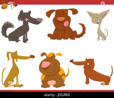 Cartoon Illustration of Cute Dogs or Puppies Animal Pet Characters Set Stock Vector