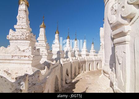 White pagoda of Hsinbyume aka Taj Mahal of Myanmar located in Mingun, Mandalay. Stock Photo