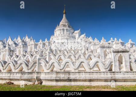 White pagoda of Hsinbyume aka Taj Mahal of Myanmar located in Mingun, Mandalay. Stock Photo