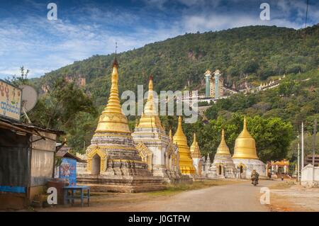 Ancient tample close to Pindaya Cave located next to the town of Pindaya, Shan State, Burma (Myanmar) Stock Photo