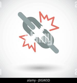 Broken connection. Single flat icon on white background. Vector illustration. Stock Vector