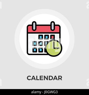 Calendar with clock icon vector. Flat icon isolated on the white background. Editable EPS file. Vector illustration. Stock Vector
