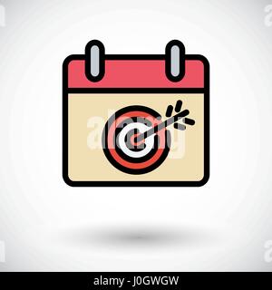 Calendar with goal icon. Flat vector related icon for web and mobile applications. It can be used as - logo, pictogram, icon, infographic element. Vec Stock Vector