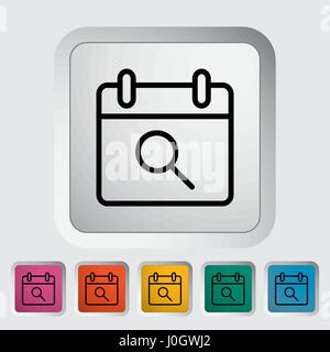 Calendar with search. Single flat icon on the button. Vector illustration. Stock Vector