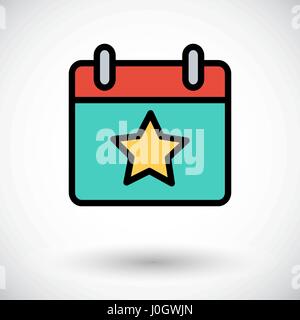 Calendar with star icon. Flat vector related icon for web and mobile applications. It can be used as - logo, pictogram, icon, infographic element. Vec Stock Vector