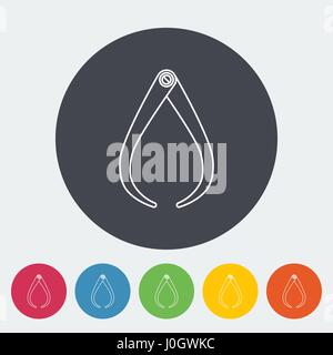 Calipers. Single flat icon on the circle button. Vector illustration. Stock Vector