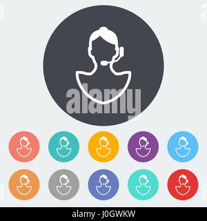 Call girl. Single flat icon on the circle. Vector illustration. Stock Vector