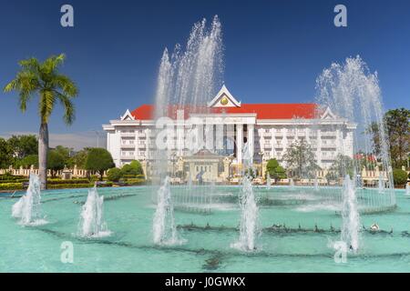 View of the Prime Minister's Office and Government buildings in central Vientiane, Laos Stock Photo