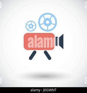 Videocamera. Single flat icon on white background. Vector illustration. Stock Vector