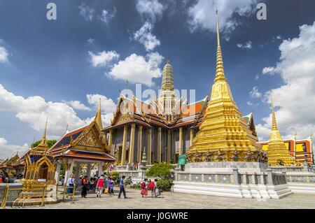 Royal Panthenon called Prasat Phra Thap Bidon, behind a gilded chedi, Grand Palace, Bangkok, Thailand Stock Photo