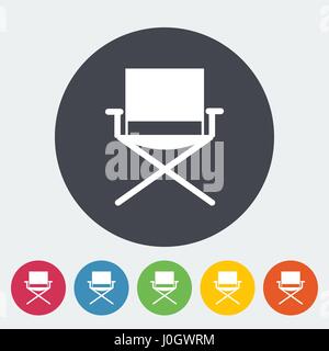 Camping chair. Single flat icon on the circle. Vector illustration. Stock Vector
