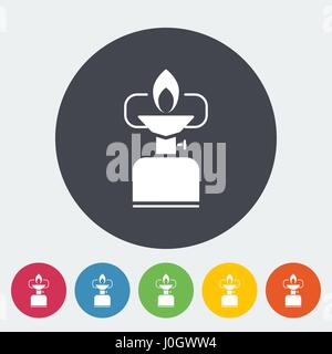 Camping stove. Single flat icon on the circle. Vector illustration. Stock Vector