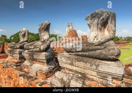 Headless Buddha's statues in Wat Chaiwatthanaram. Ayutthaya historical park Thailand. Stock Photo