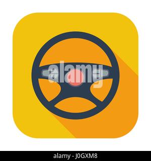 Car Steering Wheel. Single flat color icon. Vector illustration. Stock Vector