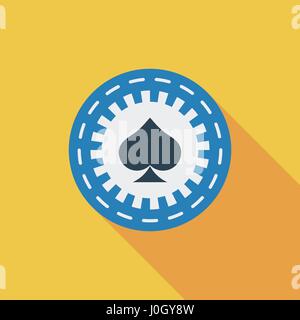 Gambling chips icon. Flat vector related icon with long shadow for web and mobile applications. It can be used as - logo, pictogram, icon, infographic Stock Vector