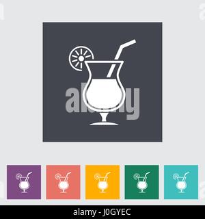 Cocktail. Single flat icon on the button. Vector illustration. Stock Vector