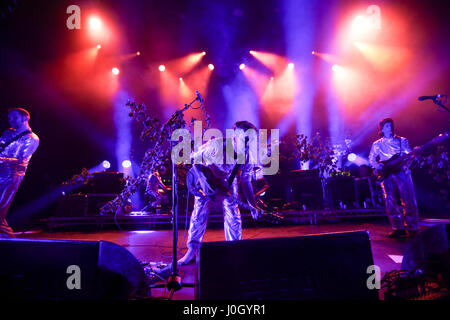 London, UK. 12th Apr, 2017. British Sea Power performing live on stage at Shepherds Bush O2 Empire in London. Photo date: Wednesday, April 12, 2017.  Credit: Roger Garfield/Alamy Live News Stock Photo