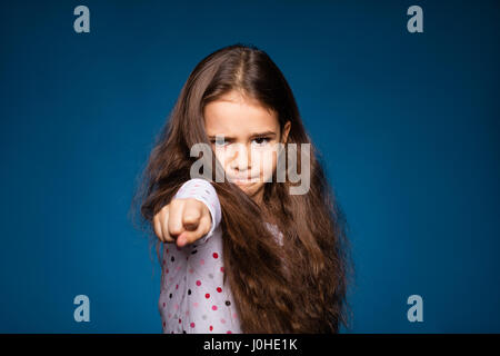 beautiful little girl with curls, being angry Stock Photo