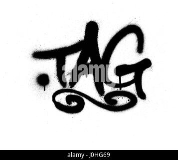 graffiti tag sprayed with leak in black on white Stock Vector