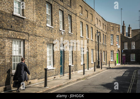 Victorian terraced houses near Waterloo Station on Theed Street in Lambeth, London, SE1, UK. Stock Photo