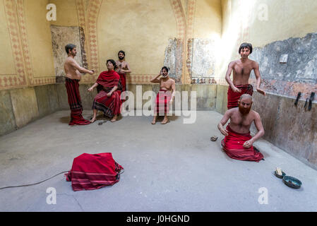 Wax figures dentist scene in old public baths called Vakil Bath in Shiraz city, capital of Fars Province in Iran Stock Photo
