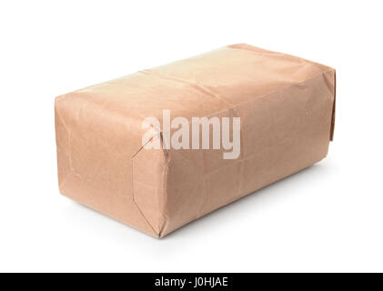 Blank brown paper bag isolated on white Stock Photo