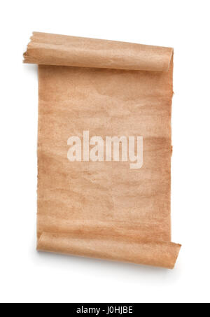 Old blank paper scroll isolated on white Stock Photo