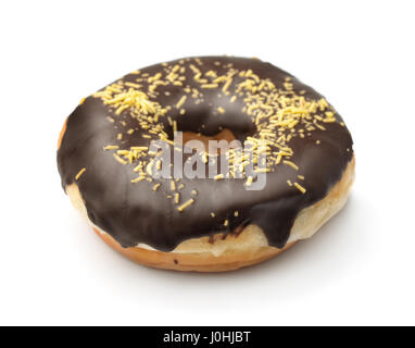 Chocolate donut isolated on white Stock Photo