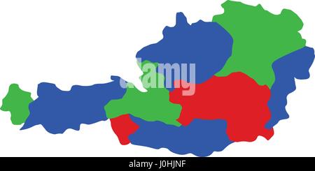 austria map with regions on a white background in vector Stock Vector