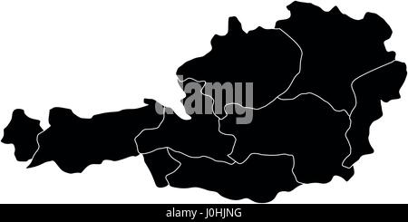 austria map with regions on a white background in vector Stock Vector