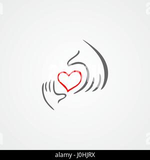 Charity icon, health, voluntary, caring hand logo. Stock Vector