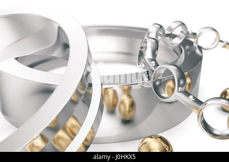 Machining ball bearings on a white background, 3d rendering Stock Photo