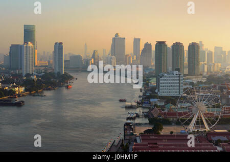 The Ferris Wheel in Bangkok, Asiatique The Riverfront in Bangkok, Chao Phraya River, Thailand Stock Photo
