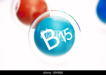 Vitamin B15 , isolated on white background. Symbol of health and longevity, 3d rendering Stock Photo