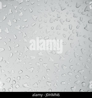 Water droplets on frosted glass, close-up, realistic 3D rendering Stock Photo