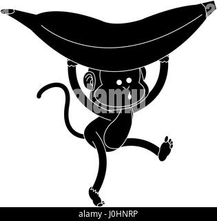 monkey playing with big banana cartoon icon image  Stock Vector