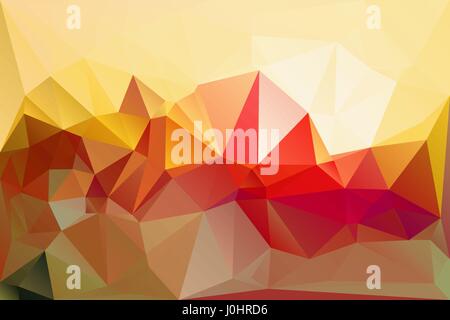 Yellow red horizontal abstract background. Low polygonal diamond pattern. Vibrant mosaic polygonal texture. Stock Vector