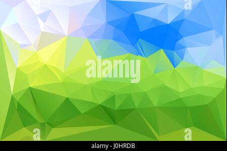 Mosaic green blue abstract vector background. Low-poly texture futuristic style bright pattern. Horizontal layout gradient polygons. Stock Vector