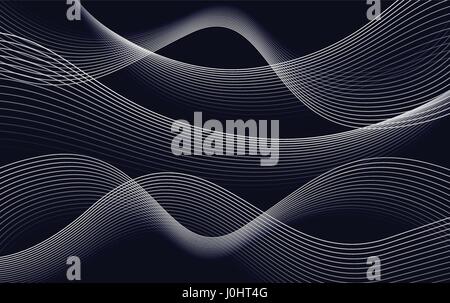 Isolates abstract dark blue color wavy lines background, curves backdrop vector illustration Stock Vector