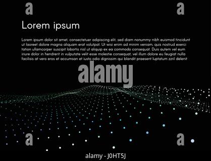 Isolated abstract white color dots on black background net, dotted mesh surface vector illustration Stock Vector