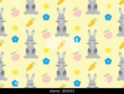Vector pattern with hares. Simple Funny bunnies in different costumes on a gray background Stock Vector