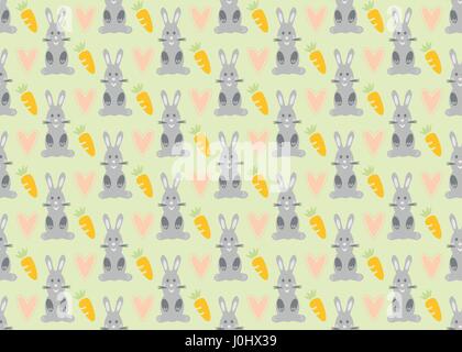 Vector pattern with hares. Simple Funny bunnies in different costumes on a gray background Stock Vector