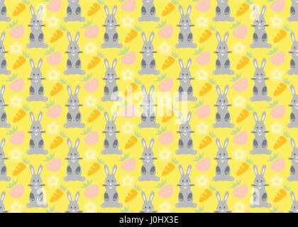 Vector pattern with hares. Simple Funny bunnies in different costumes on a gray background Stock Vector