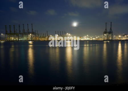 Singapore Cargo Terminal Before Dawn. Stock Photo